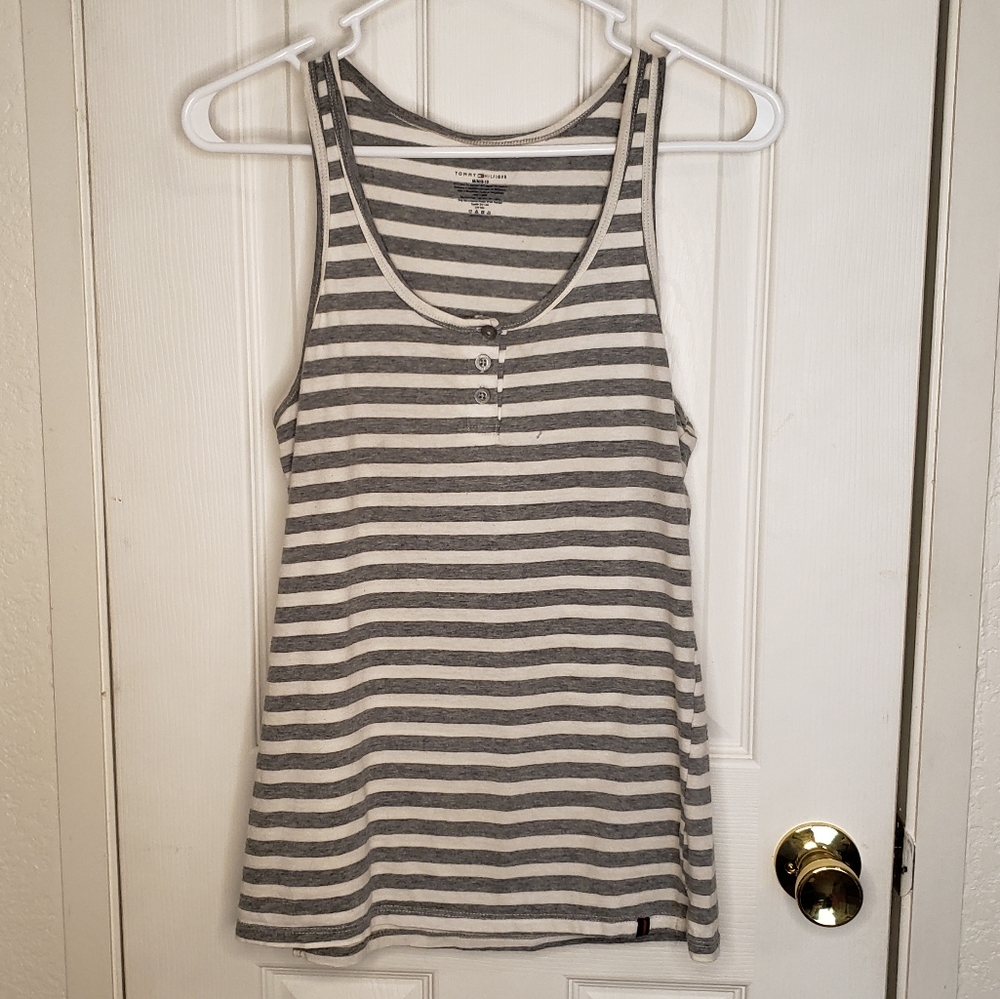 Tommy Hilfiger gray/white stripe tank top M(8-10)